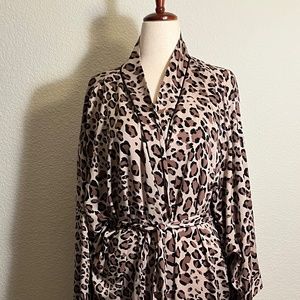 Natori Satin Blend Animal Print Silky Robe
